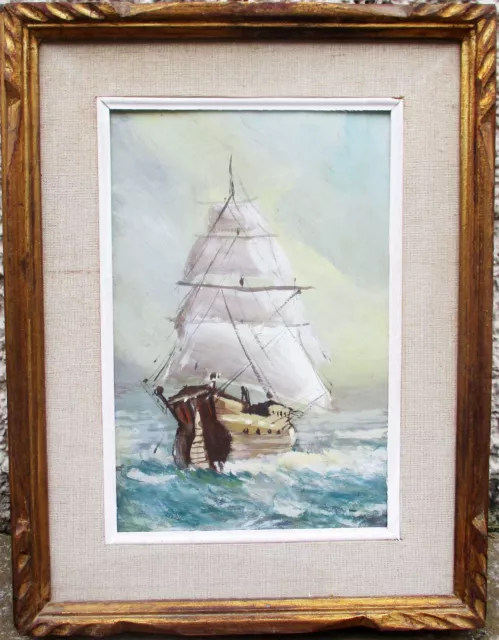 Veliero In Mare Aperto - Vecchio Quadro Dipinto Olio