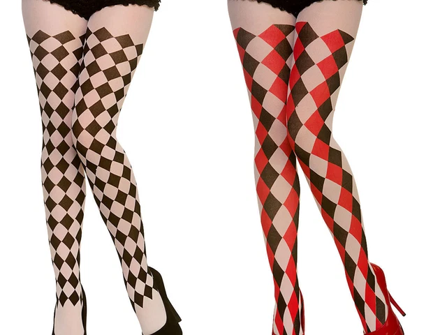 Harlqeuin Jester Tights Ladies Fancy Dress Accessory Halloween