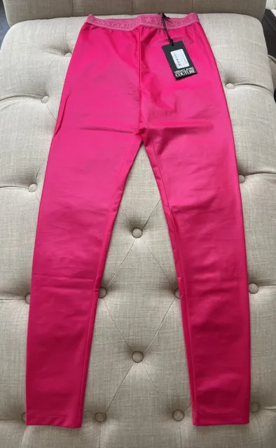 NWT Versace Jeans Couture Leggings Size: IT 40 Hot Pink/Fuchsia Shiny Techno