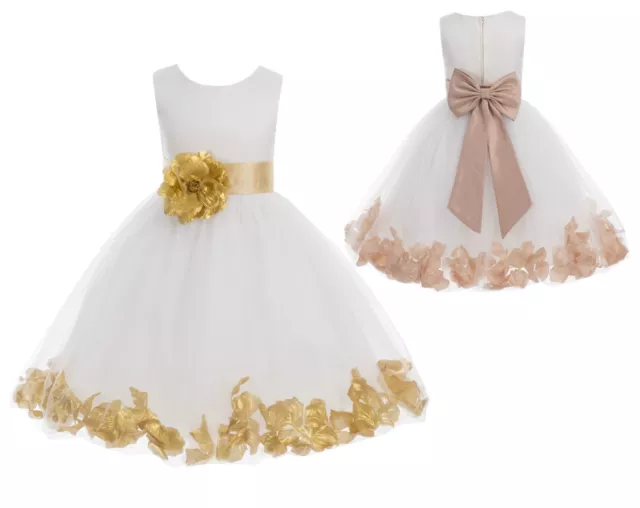 Flower Girl Dress Rose Petals Dresses Communion Dress Wedding Pageant Dresses