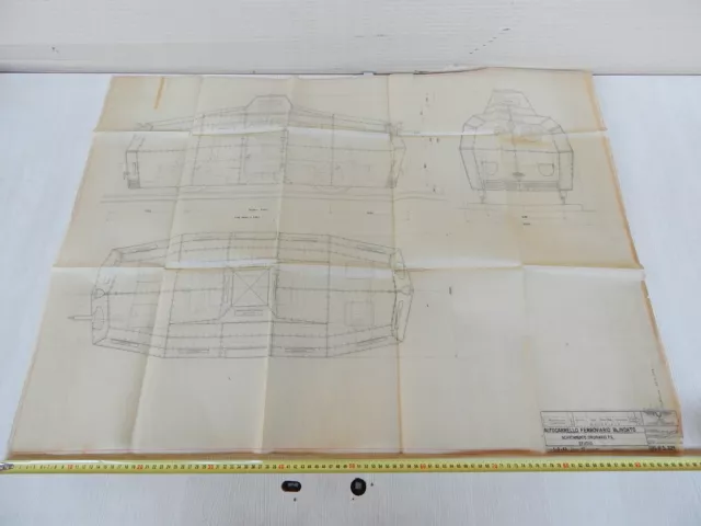 Disegno Originale  Viberti Carro Per Treno Blindato Militare Fs Lucido A Matita