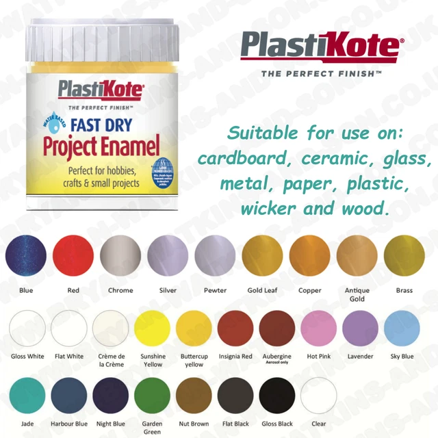PLASTIKOTE FAST DRY Water Based Enamel Paint Hobby Craft Project Diy