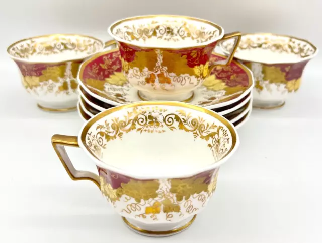 4 SPODE COPELAND & GARRETT LATE SPODES GOLD ENCRUSTED CUPS & SAUCERS c1833; 4779