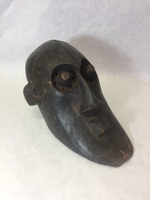 Antique Kuba Kete Helmet Mask. African Tribal Carved Wood.