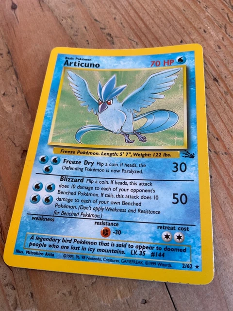 🔥 Articuno 2/62 🔥 Mint Original Holo Rare Wotc 1999 Fossil Set Pokémon Card