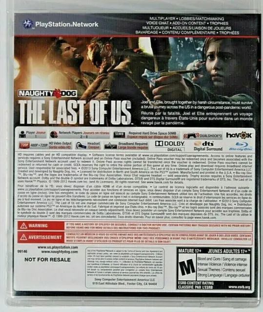 The Last of Us (Sony PlayStation 3, 2013) NFS New Sealed Y Fold 2