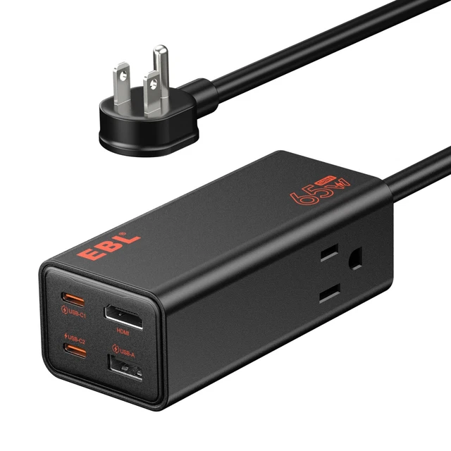 EBL 65W USB C Wall Charger Station with HDMI 6-in-1 Desktop Charger