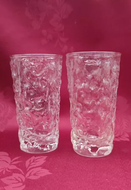 2 x TRINKGLÄSER   Strukturiertes Glas  Eisglas    Vintage 60/70iger