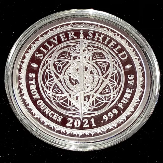 2021 5oz Fiat Nevermore Proof Silver Shield Death Of The Dollar Series-#30 3