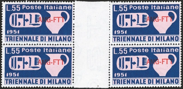 1951 - Trieste A, Milan Triennale pair (2 series) with group interspaces,
