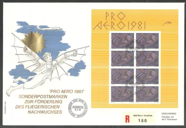 Schweiz 1981 Kleinbogen 1214/5 FDC - 50 Jahre Pro Aero