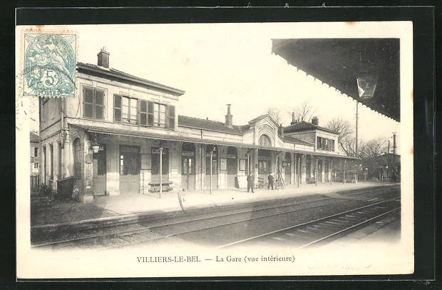 CPA Villiers-le-Bel, Intérieur de la Gare, La Gare von der Gleisseite 1904