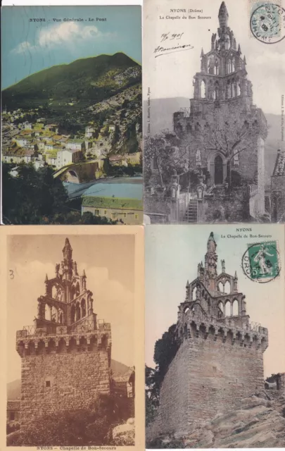 Lot de 4 cartes postales anciennes old postcards NYONS DRÔME 5