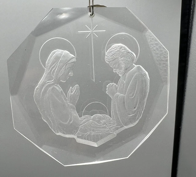 Ornament Swarovski Octagon Shaped Nativity Scene Crystal Austria 1977 #9+91065
