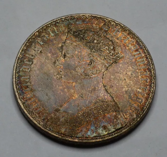 british silver coins 1847 Queen Victoria Gothic Crown 28.2g  silver