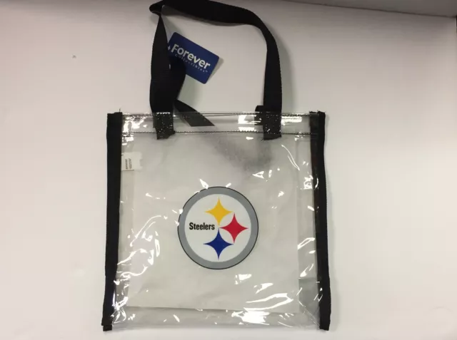 PITTSBURGH STEELERS CLEAR Plastic Zipper Tote Bag NFL Stadium Approved ...