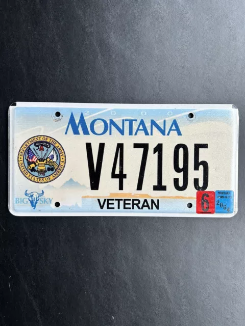 2004 Montana License Plate Veteran V47195 Army
