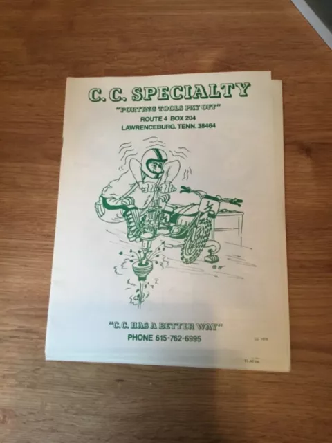 Vtg 1978 C.C Specialty Motorcycle Cylinder Porting Handpiece Tools Catalog Lot