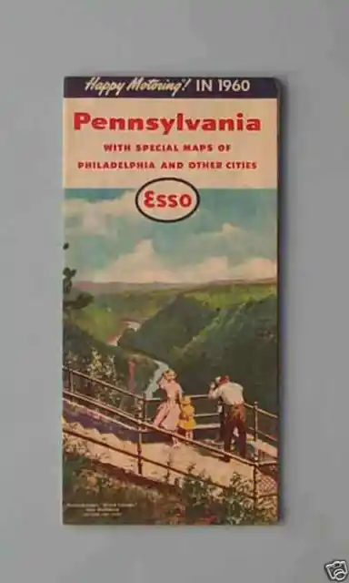 1960 Pennsylvania road map Esso oil Wellsburg cover