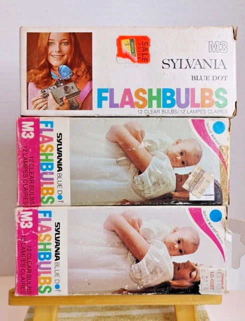 Sylvania Blue Dot Flashbulbs M3 3 Boxes of 12 36 Total Bulbs NOS Vintage