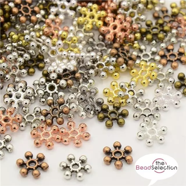 100 SNOWFLAKE SPACER BEADS 8mm MIXED COLOURS JEWELLERY MAKING TS136