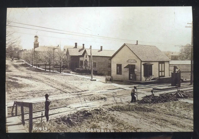 Real Photo Goodrich Michigan Downtown Street Scene Postcard Copy
