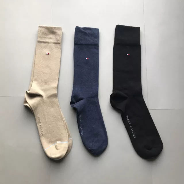 Tommy Hilfiger Socken Strümpfe. 3er Pack Paar Gr. 43-46 beige blau schwarz  NEU
