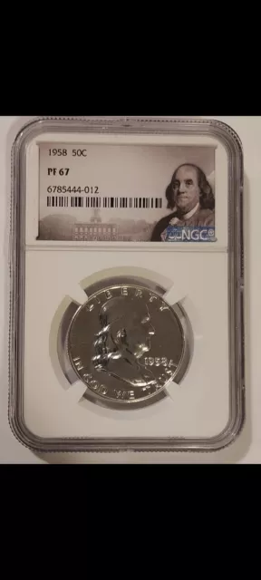 1958 Franklin Silver Half Dollar Proof NGC PF 67 Benjamin Franklin Label