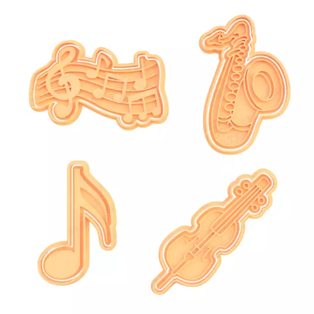 Music theme cookie cutter stamp - music note treble clef quarter beat Cello saxo