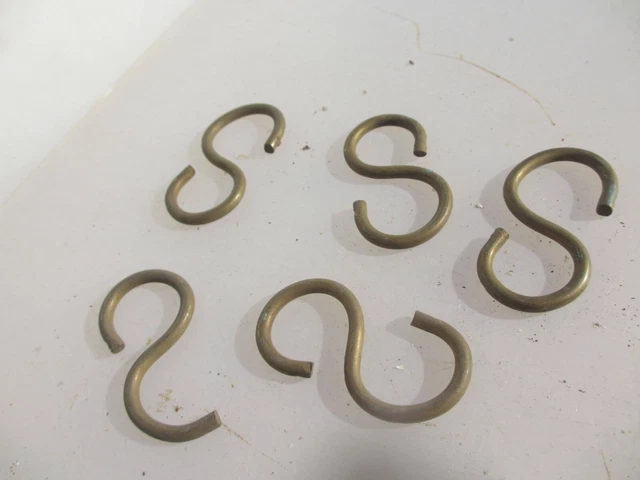 Vintage Brass Ceiling Hooks "S" Hangers Old Hook Hanger Storage 2.25"H 6
