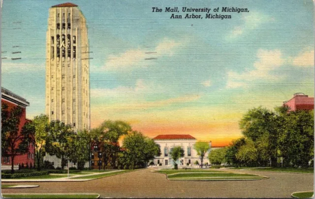 Postcard The Mall University of Michigan Ann Arbor Michigan