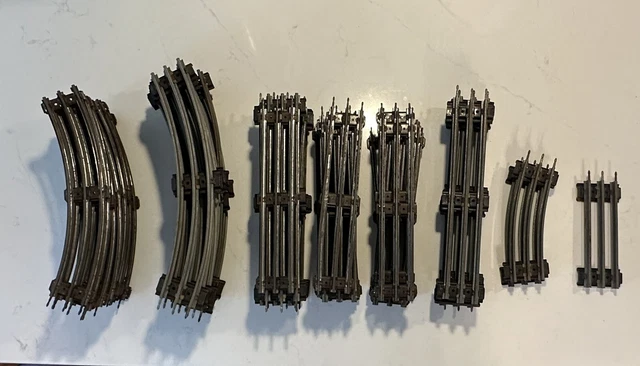 Lionel LOT 49 Tracks O 27 Gauge 3-Rail Train Curved Straight Tubular Steel Vtg