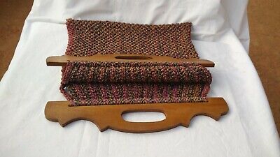Vinatge Old General Purpose Crochet On Jute Tote Bag Hand Made Coir Bag Teakwood