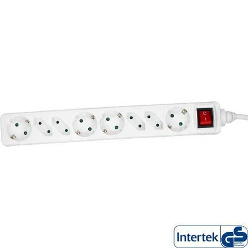 5x enchufe InLine 8x 4x contacto de protección + interruptor + 4x euros blanco 1,5 m