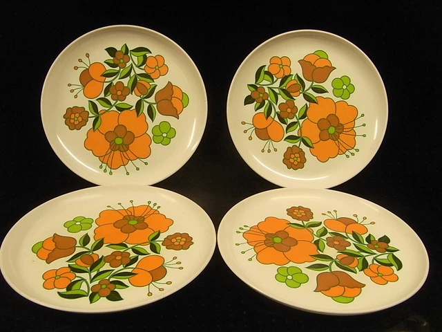 Lot De 10 Assiettes à Dessert Mélamine Melstar Vintage Fleurs Colorées - 19cm, Occasion