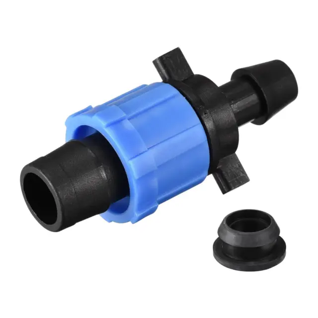 Drip Irrigation Coupling 16mm Barbed Locking Fitting with Washer Blue 10Pcs