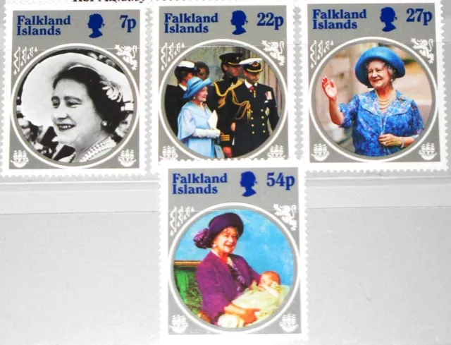 FALKLAND ISLANDS 1985 427-30 420-23 85th Birthday Queen Mother Elizabeth MNH