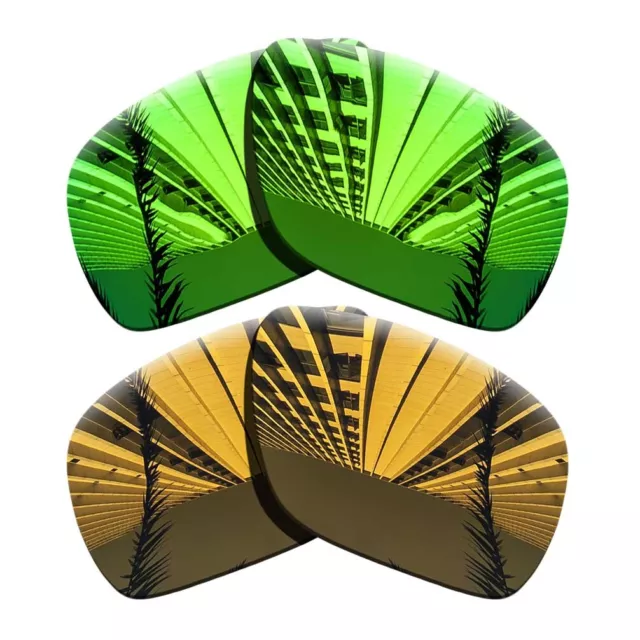 2 Pairs Polarized Replacement Lenses For-Oakley Dispatch 1-Green+Copper Gold