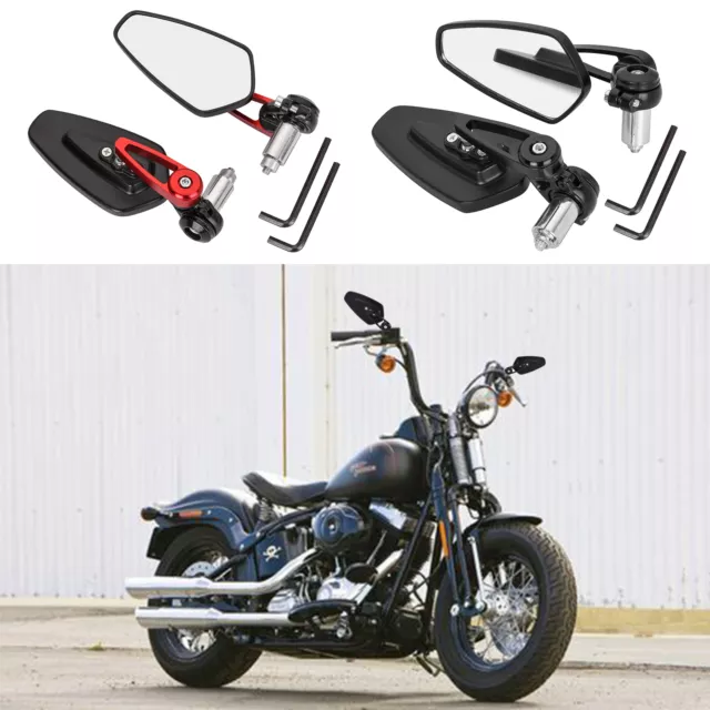 Motorcycle Black 7/8" Handle Bar End Side Mirrors For Yamaha Honda Kawasaki