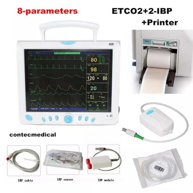 Vital Signs CO2 Patient Monitor Capnograph IBP Printer ECG NIBP SPO2 RESP TEMP