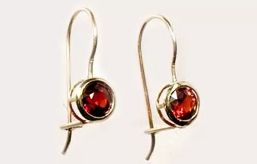 19thC Antique 1¼ct Bavaria Red Spessart+10k Gold Earrings Ancient Rome Carbuncle 3