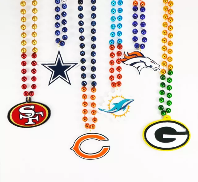 NFL Football Team Bead Necklace With Medallion Logo - Pick Your Team!!