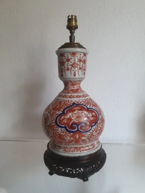 19eme chinese antique Porcelaine Pieds De Lampe ( Céramique Chine China Orange)