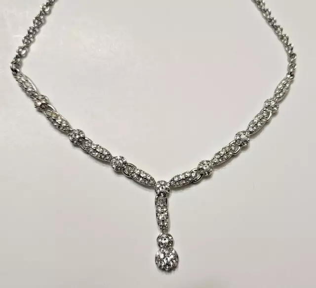 Swarovski Crystal Emma Silver Tone Y Necklace