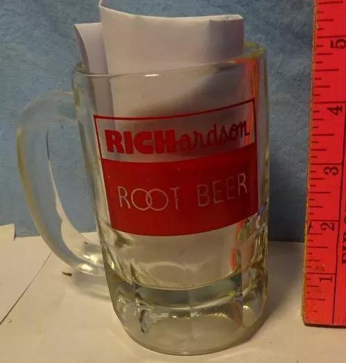 * Vintage - HEAVY - Glass - RICHARDSONS - ROOT BEER MUG - I can taste it! good!