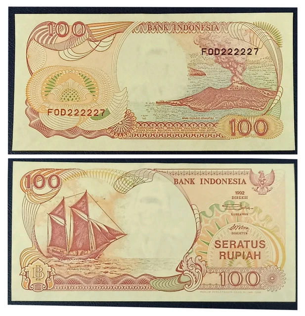 009. Indonesia 100 Rupiah 1992 Almost Solid S/N 222227 aUNC