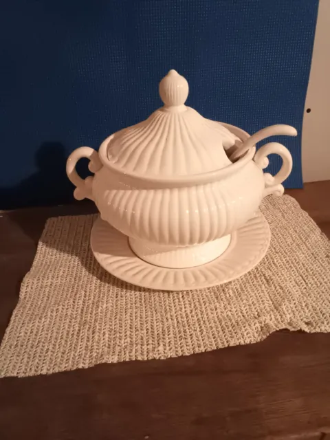 soup tureen with ladle vintage