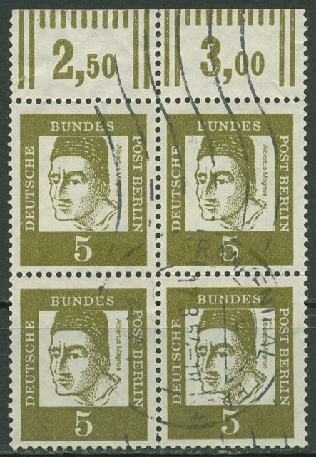 Berlin 1961 Bedeutende Deutsche 199 4er-Block mit Oberrand gestempelt