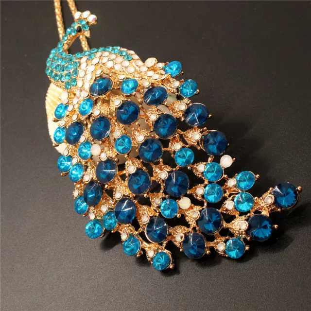 New  Blue Crystal Ornate Peacock Animal Pendant Betsey Johnson  China Necklace