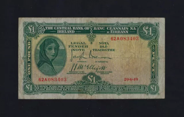 IRELAND REPUBLIC 1 Pound  1949 P-57  F-VF  KEY DATE